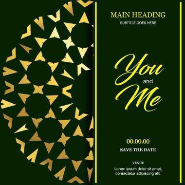 Düğün töreni kartı zarif tasarım ve tipografi, vektör çizim ile