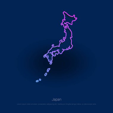 Japonya ülke harita Presentaion arka plan mavi. Vektör çizim