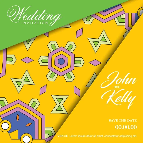 Plantilla de diseño de tarjeta de boda — Vector de stock