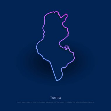 Tunus ülke mavi Presentaion arka plan harita. Vektör çizim