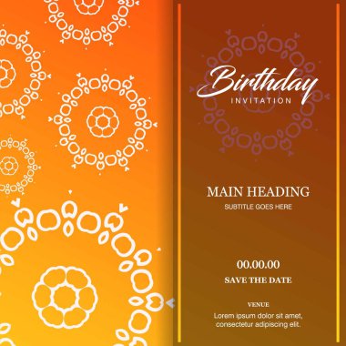 Mutlu doğum günü tebrik kartı tasarımı, vektör çizim 