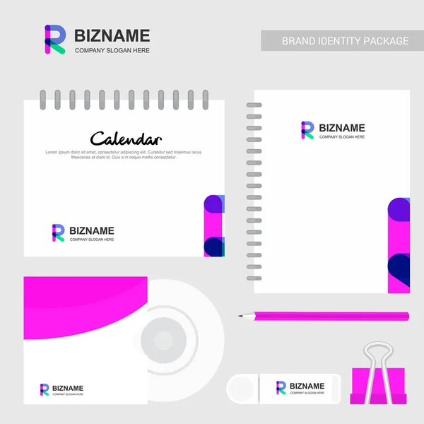 stationary items with company design and logos, vector, illustration