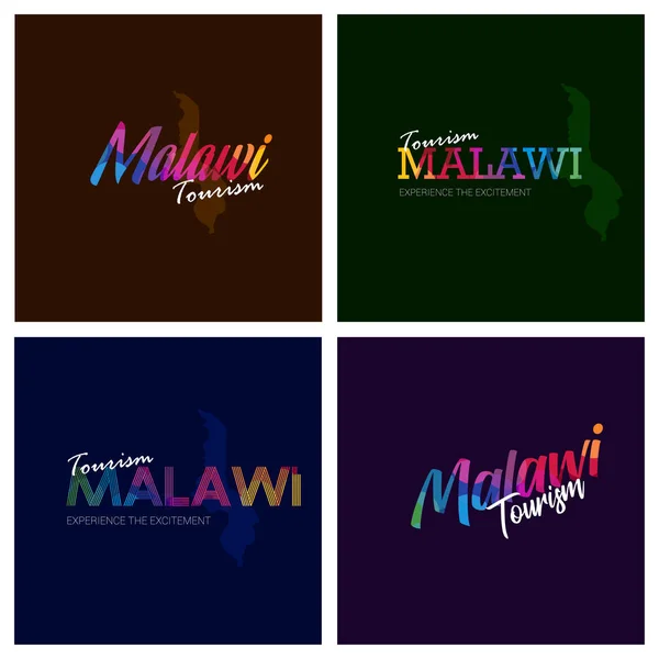 Turizm Malavi Tipografi Logo Arka Plan Belirleme — Stok Vektör