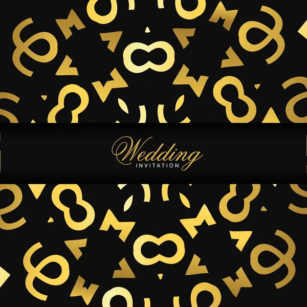 エレガントなデザインと黒い背景上のタイポグラフィの結婚式カード — ストックベクタ