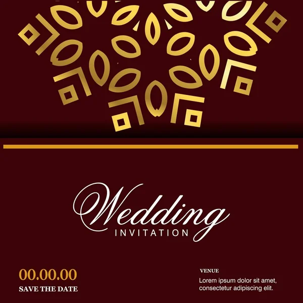 Hochzeitskarte Mit Kreativem Design Und Elegantem Stil Auf Braunem Hintergrund — Stockvektor