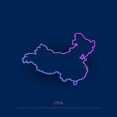 Çin ülke haritada mavi Presentaion arka plan