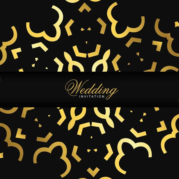 Bröllop Ceremoni Kort Med Elegant Design Och Typografi Svart Bakgrund — Stock vektor