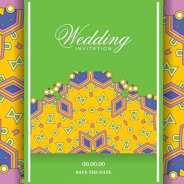 Elegante Diseño Tarjeta Boda Festiva — Vector de stock