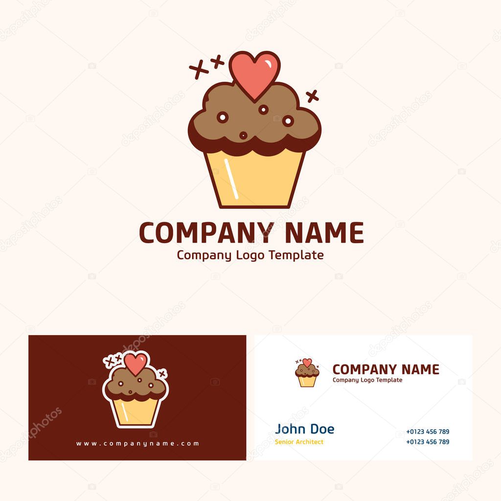 Stylish business cards with muffins , vector, illustration