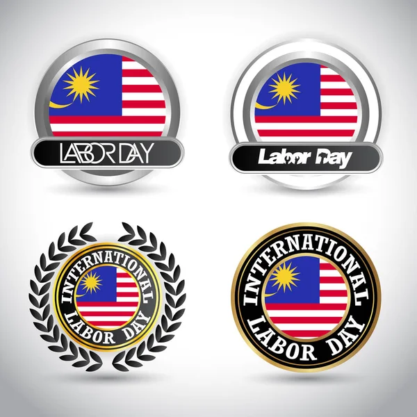 Malaisie Drapeau Avec Vecteur Conception Journée Travail — Image vectorielle