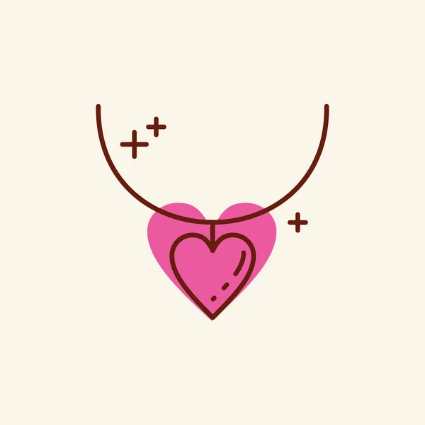 Heart Shaped Necklace Icon Vector Illustration — Stock Vector