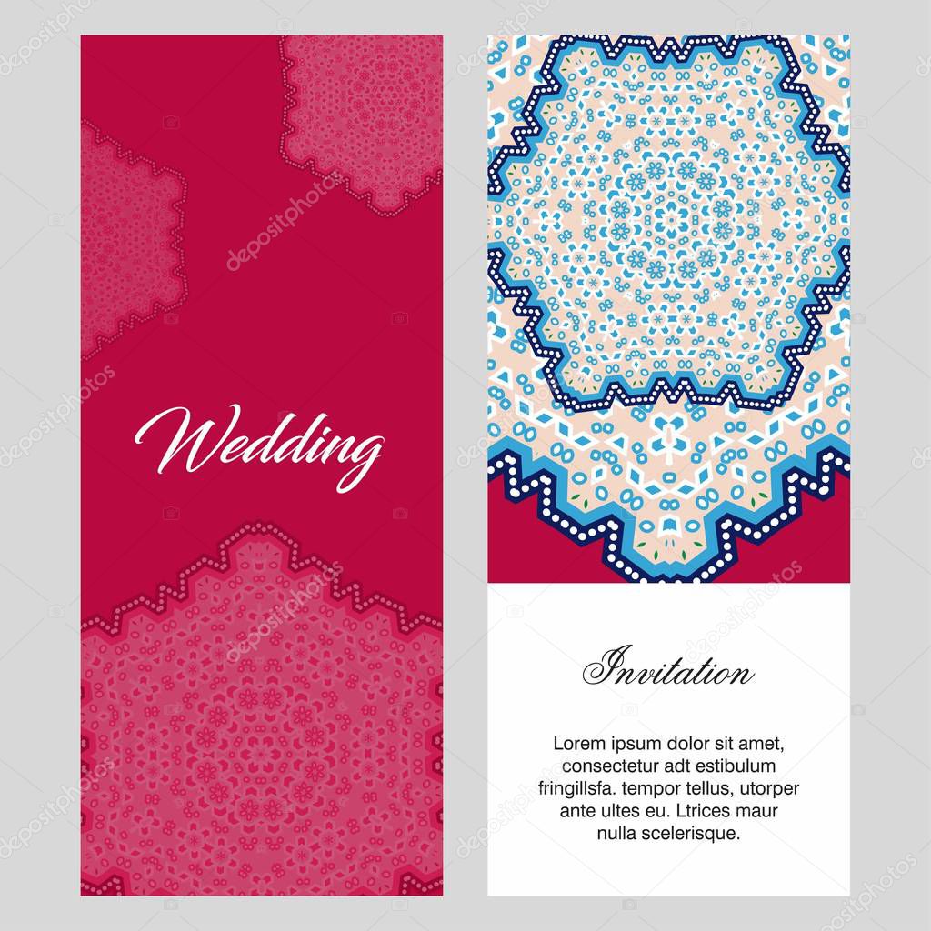 Wedding ceremony card template with elegant design, vector illustration for typography 