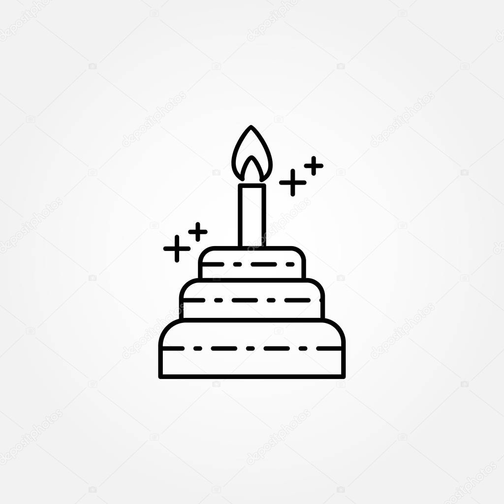 birthday cake icon, vector, illustration