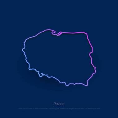 Polonya ülke harita mavi sunum arka plan