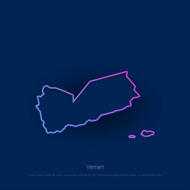 Yemen ülke harita mavi sunum arka plan
