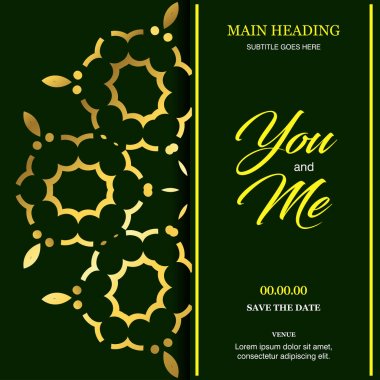 zarif tasarım düğün kartı davet şablonu, vektör çizim