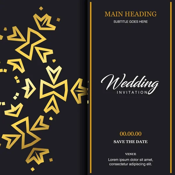 Kartenvorlage Für Die Hochzeitszeremonie Mit Elegantem Design Vektorillustration Für Typografie — Stockvektor