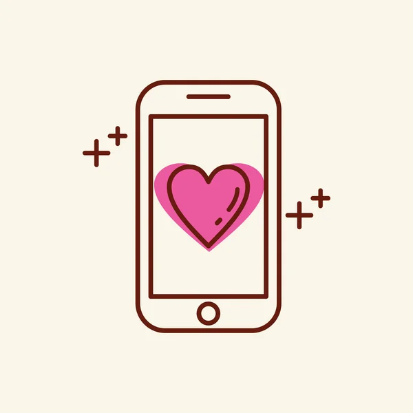 Мобильный Телефон Сердцем Экране Икона Вектор Иллюстрация Романтическая Концепция — стоковый вектор