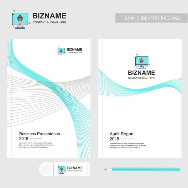 stationary items with company design  and logo, vector, illustration