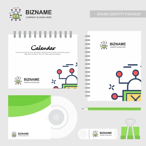 stationary items with company design and logo, vector, illustration