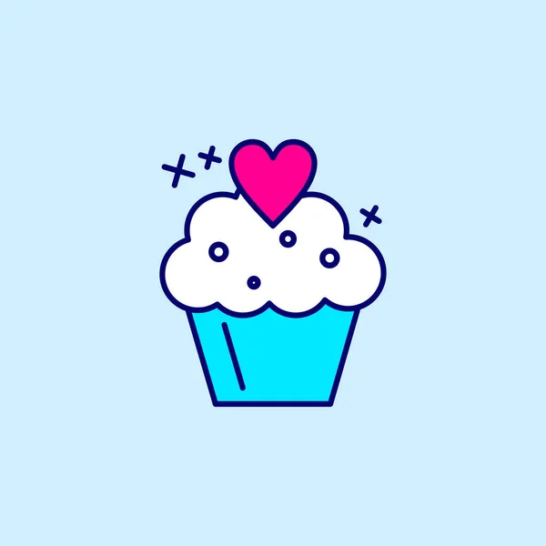 Muffin Magdalena Icono Vector Ilustración — Archivo Imágenes Vectoriales