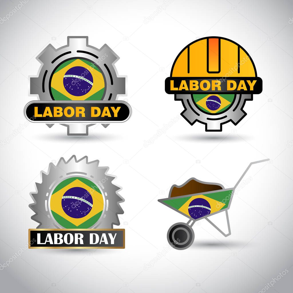 Brazil Flag with labor day design vector 