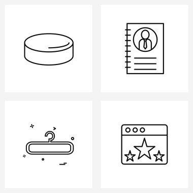 Hokey, giysi, günlük, askı, derecelendirme vektörü ilülasyonu üzerine modern sembollerin 4 Arayüz Satırı Simgesi