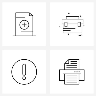 Ekleme, bilgilendirici, u, business, info Vector Illustration gibi 4 Satır Simgelerinin Basit Kümesi