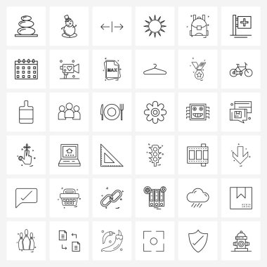 Çalışma, torba, genişleme, okul, parlak vektör illüstrasyonunun 36 Basit Satır Simgesinin Modern Vector Line Illustration 'ı