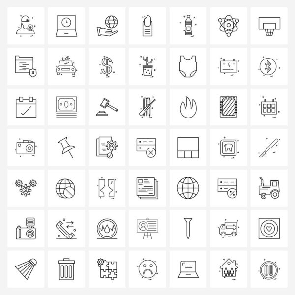 Простой набор из 49 линейных иконок, таких как бутылка, вросший гвоздь, время, вросший, организация
