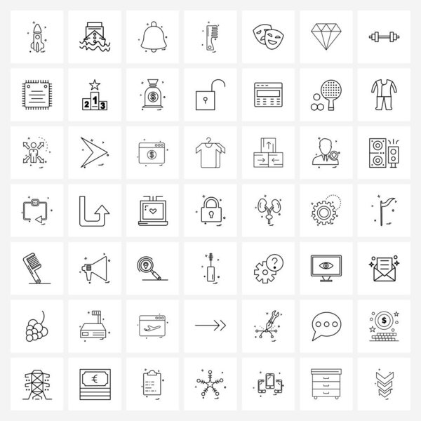 49 Интерфейс Линия иконы Набор современных сизолов на роль, гребень, колокол, гребень, косметический Вектор
