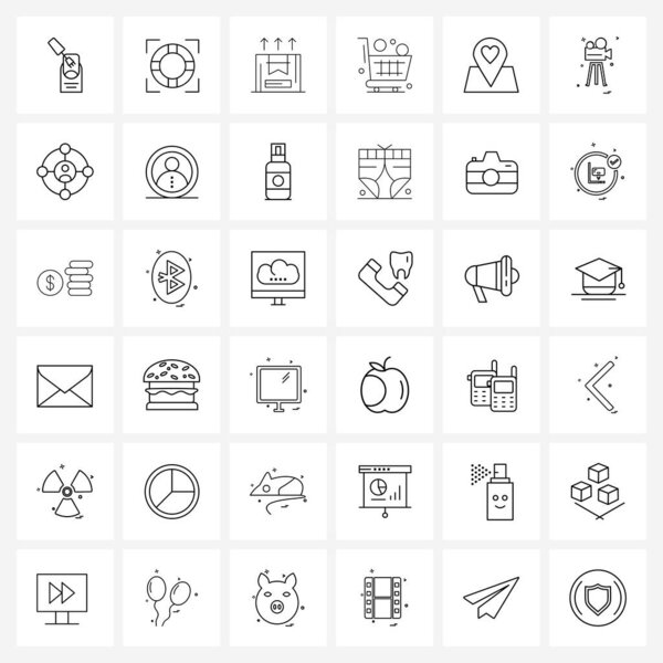 Набор из 36 иконок Simply Line, расположение, вверх, карта, шопинг Вектор
