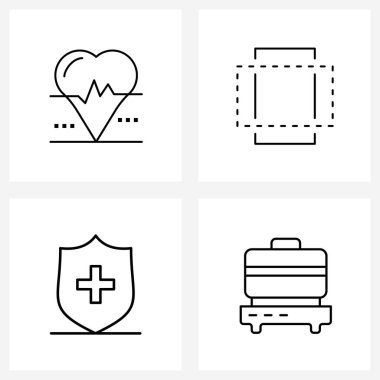 Web ve Mobil Kalp için 4 Evrensel Satır Simgesi, artı, bağış, işaret, aygıt vektörü illüstrasyonu