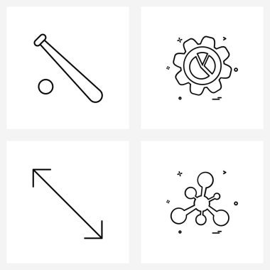 4 Satır Simgesi ve Beyzbol Sembolleri, köşegen, spor, ayar, Vektör İllüstrasyonunu Paylaş