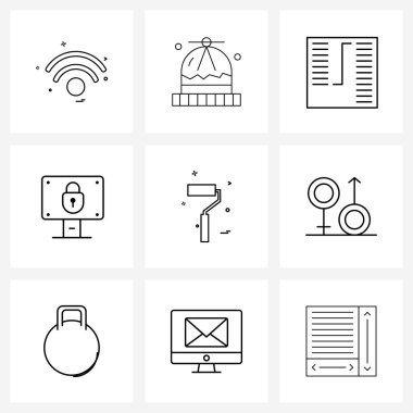 9 Satır Simge İşaretleri ve Bağlanma Sembolleri, erkek, sütun, duvar boyası, boya silindirli tasvir