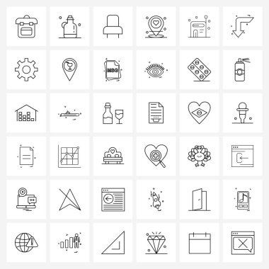 36 Evrensel Çizgi Simgesi kümesi Mars, Koloni, dolgu, bina, Sevgililer Günü Vektörü İllüstrasyonu