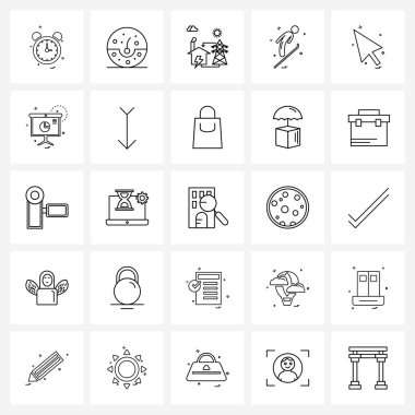 UI 25 temel satır simgesi ui, atlama, cilt, oyunlar, güç vektörü ilüstrasyonu