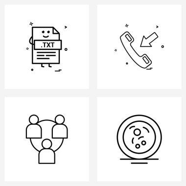 Dosya, kişi, dosya biçimi, metin, iş vektörü illüstrasyonu 4 Satır Simgesi ve Sembolleri kümesi