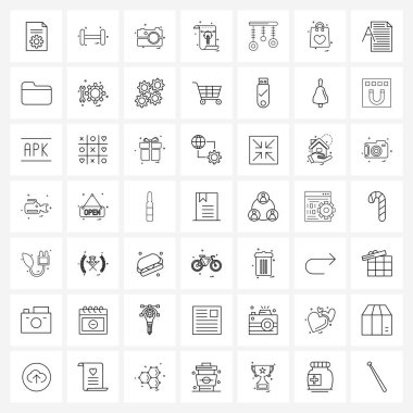 Kalem, çalışma, giysi, eğitim için 49 Kullanıcı Simgesi ve sembolü seti, Vektör İllüstrasyonuna tıklayın