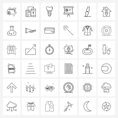 Grafik, grafik, finans, iş dünyası, diş vektörü illüstrasyonu gibi 36 Satır Simgelerinden oluşan basit bir set