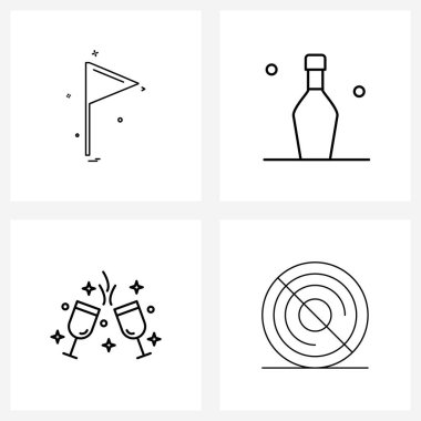 Web ve Mobil bayrak için 4 Evrensel Satır Simgesi, Kutlamalar, içecek, Vektör Resimleri için değil