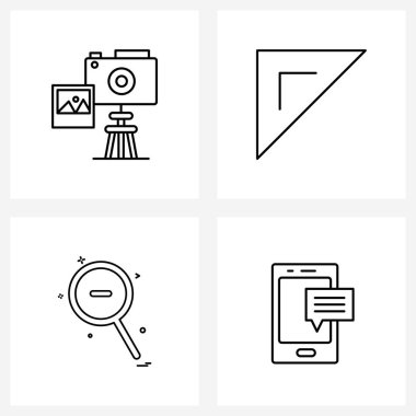 Kamera, arama, tıklama, temel, mesajlaşma vektörü illüstrasyonunun 4 Basit Satır Simgesinin Modern Vektör Satırı ResmiComment