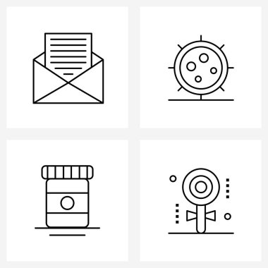 4 Düzenlenebilir Vektör Çizgisi Simgesi ve Masaj Modern Sembolleri; sağlık; atom; kavanoz; Şekerleme Vektörü Resimleri