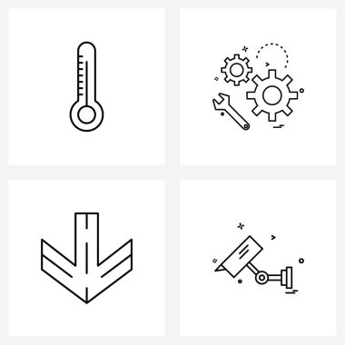 4 Evrensel Satır Simgesi Simgesi Termometrenin Mükemmel Sembolleri; aşağı; sıcak; dişli; Güvenlik Vektörü Resimleri
