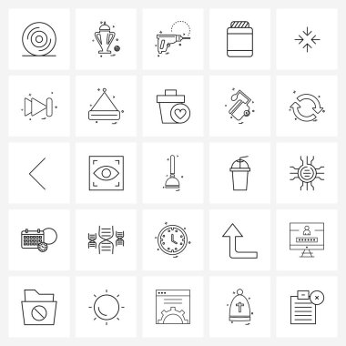 İşaretçi, köşe, makine, ok, kavanoz şişe illüstrasyonu için 25 UI simgesi ve simge kümesi