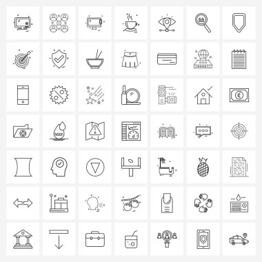 49 Arayüz Satırı Modern semboller seti site navigasyon, yiyecek, ağ, içecek, çay vektörü illüstrasyonu