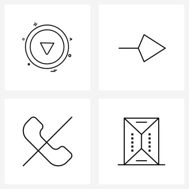 Web Uygulamaları için 4 Evrensel Satır Simgesi Paketi oku, iptal et, müzik, sağ, vektör Resmini Bırak