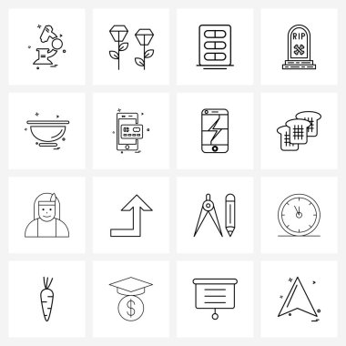 Satır Simgesi: 16 Modern Kase, yemek, hap, yemek, Cadılar Bayramı Vektörü İllüstrasyonu