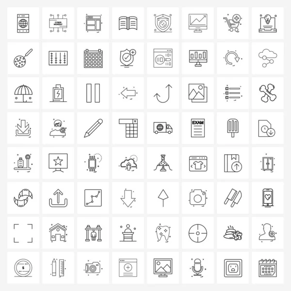 Line Icon Set Símbolos Modernos Escudo Banco Layout Web Estudo — Vetor de Stock