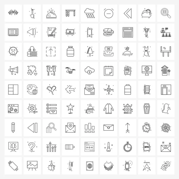 Vector Line Illustration Simple Line Icons Cloud Hailing Food Dish — 스톡 벡터